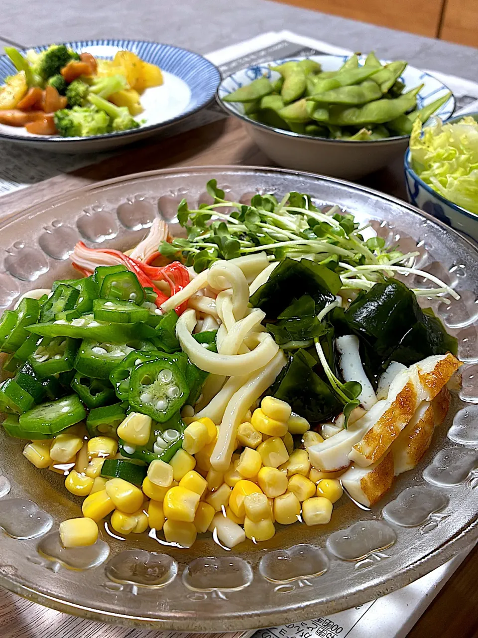 冷やしうどん＆ジャーマンポテト|ヒロミ🏝🏝🏝🌺🏄🌊🐬🏄‍♀️🏄‍♂️🍹🐠👙🌺さん