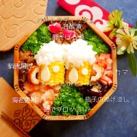 唐揚げそぼろ丼弁当de乾杯🍻|kukulutomo ❁𓎪 ⡱𓎩‎𐩢𐩺𓎪 ⡱さん