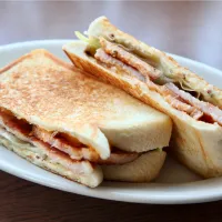 マユマユさんの料理 手作り粒マスタードでハムチーズレタスのホットサンド
