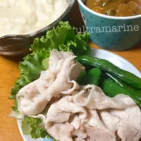 ＊冷しゃぶとカレーとろろのざるうどん♬＊|ultramarineさん