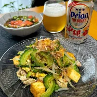 ゴーヤチャンプルとトマトオクラもずく酢|みっきーさん