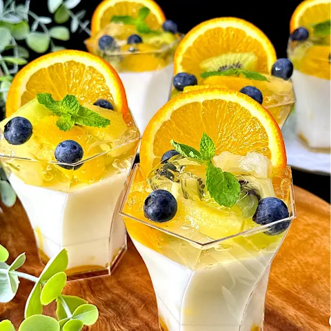 「杏仁霜」を使ってみたSnapdishの料理・レシピ写真:杏仁豆腐&フルーツゼリー 🌻