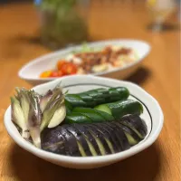 8/22の夕食　糠漬けはじめました