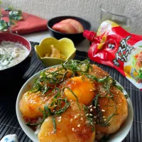 オイスタソースdeホタテの漬け丼|スイーツポテトさん