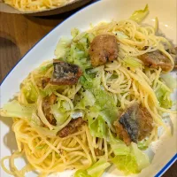 秋刀魚の竜田揚げとキャベツの塩レモンパスタ|あぼちさん