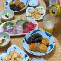 お刺身、煮浸しなどひんやり夕餉と麦酒|ぱいんてーるさん