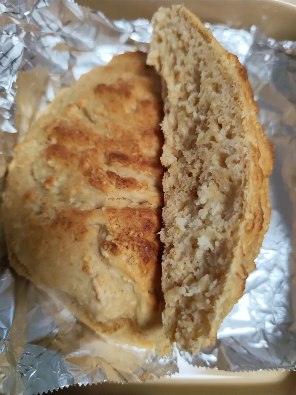 オートミール豆腐ホットケーキミックスでパン風(糀甘酒、きな粉味)|m.rafuさん