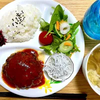 夕飯 チーズinハンバーグ
