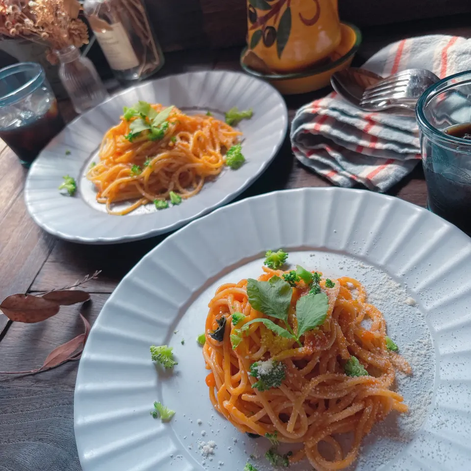 冷食シェフレンジ で かにとトマトのクリームパスタ|meg*ˊᵕˋ*megさん