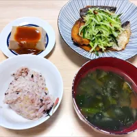 2025 0825　あじの涼拌きゅうりのせ　金ごま豆腐　ほうれん草とわかめのお味噌汁| いもこ。さん