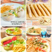 ゆっこさんのささみとゴボウとインゲンの胡麻味噌マヨサラダサンド
