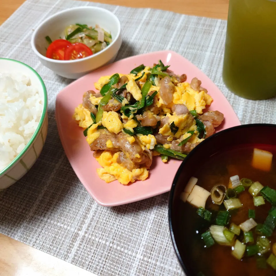 豚ニラたま炒め|万葉さん