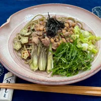 ひっぱり蕎麦　サバ缶と納豆で|Little Darlingさん