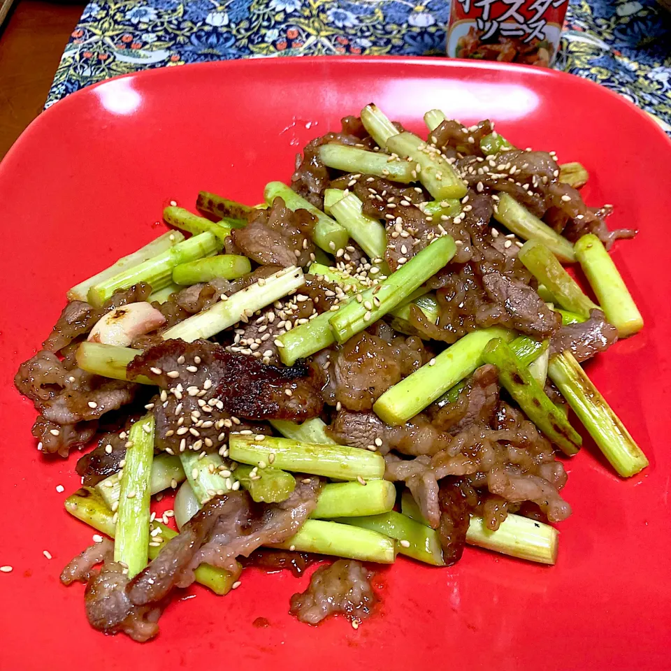 アスパラガスと牛肉のオイスター炒め|ももさん