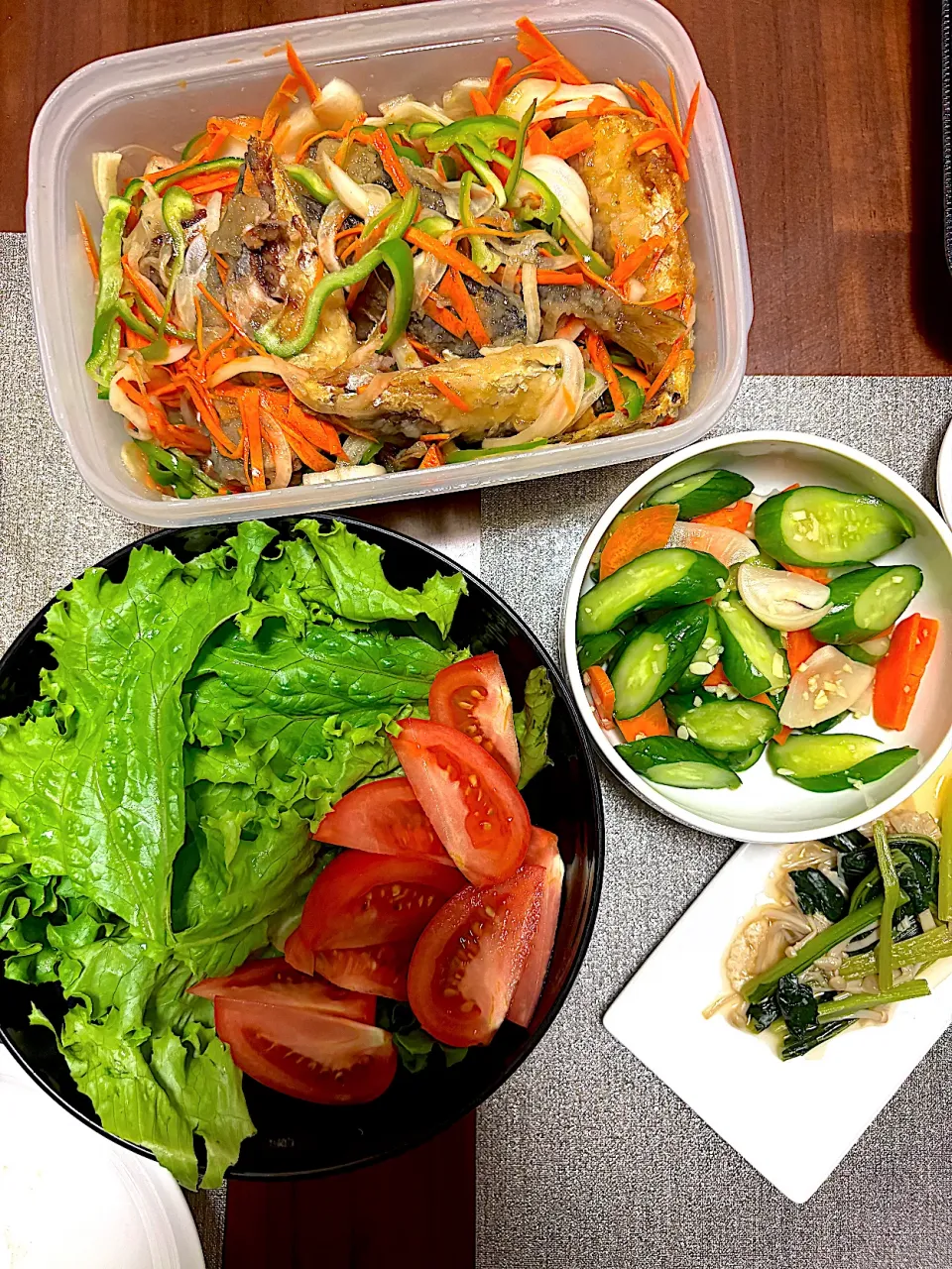 鯵の南蛮　糠漬け　切っただけのサラダ|るりさん