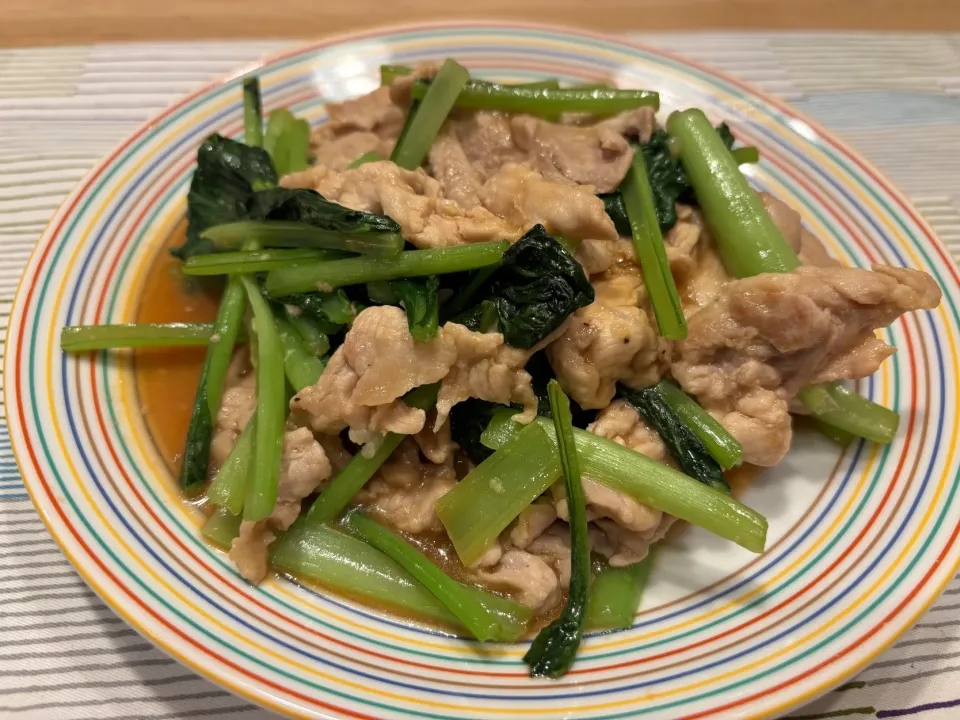 小松菜と豚こまのオイスター炒め|こぐまさん