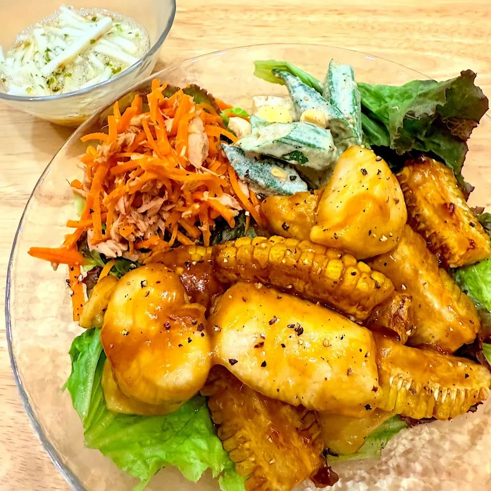 鶏むねとモロコシのバター醤油|もやぴさん