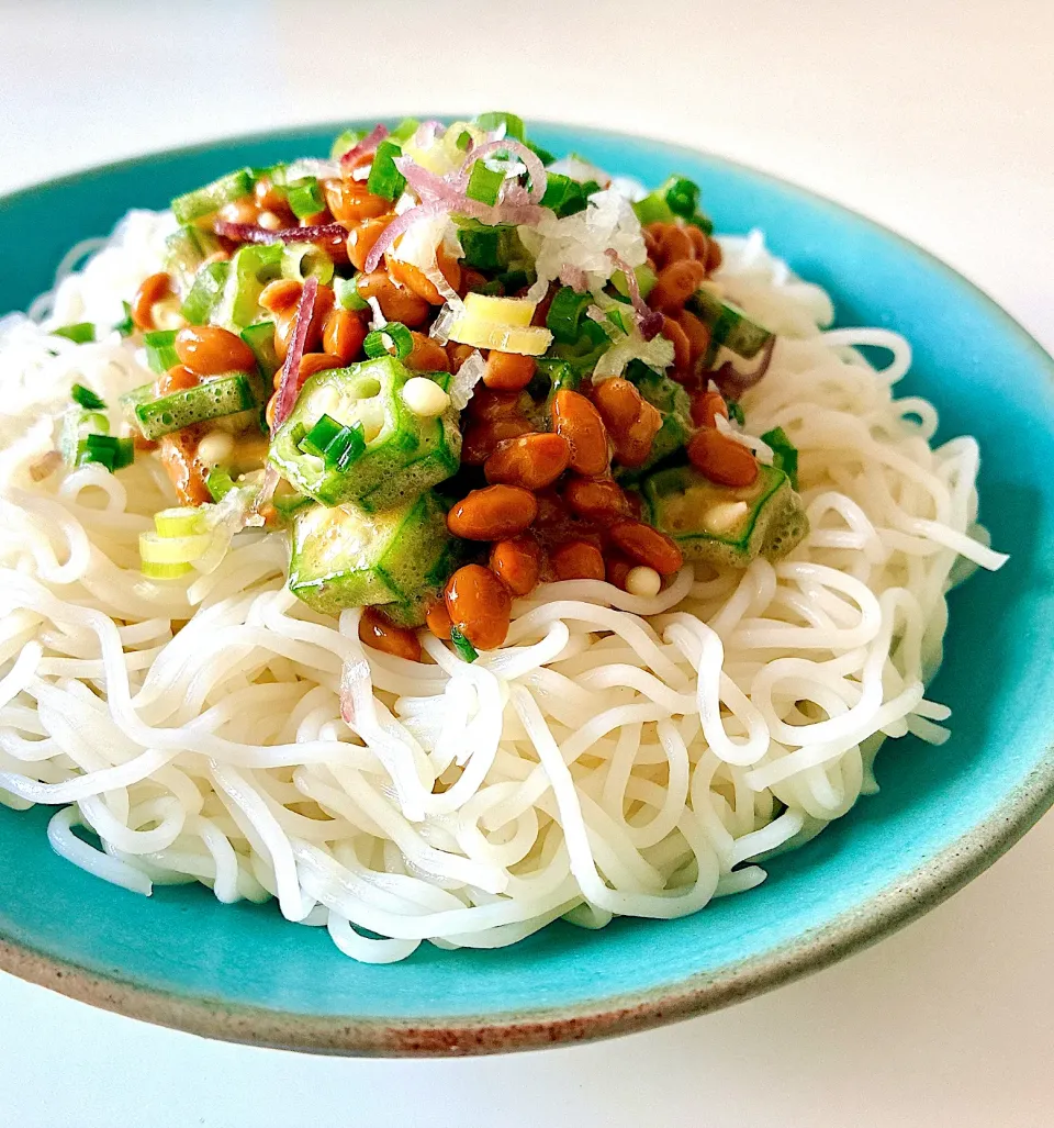 オクラ納豆そうめん🥢|chibiさん