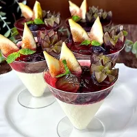 いちじく&ぶどうゼリー.⋆﻿𝜗𝜚パンナコッタ