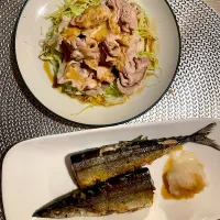 秋刀魚の塩焼きと豚しゃぶサラダ| めんちゃんさん