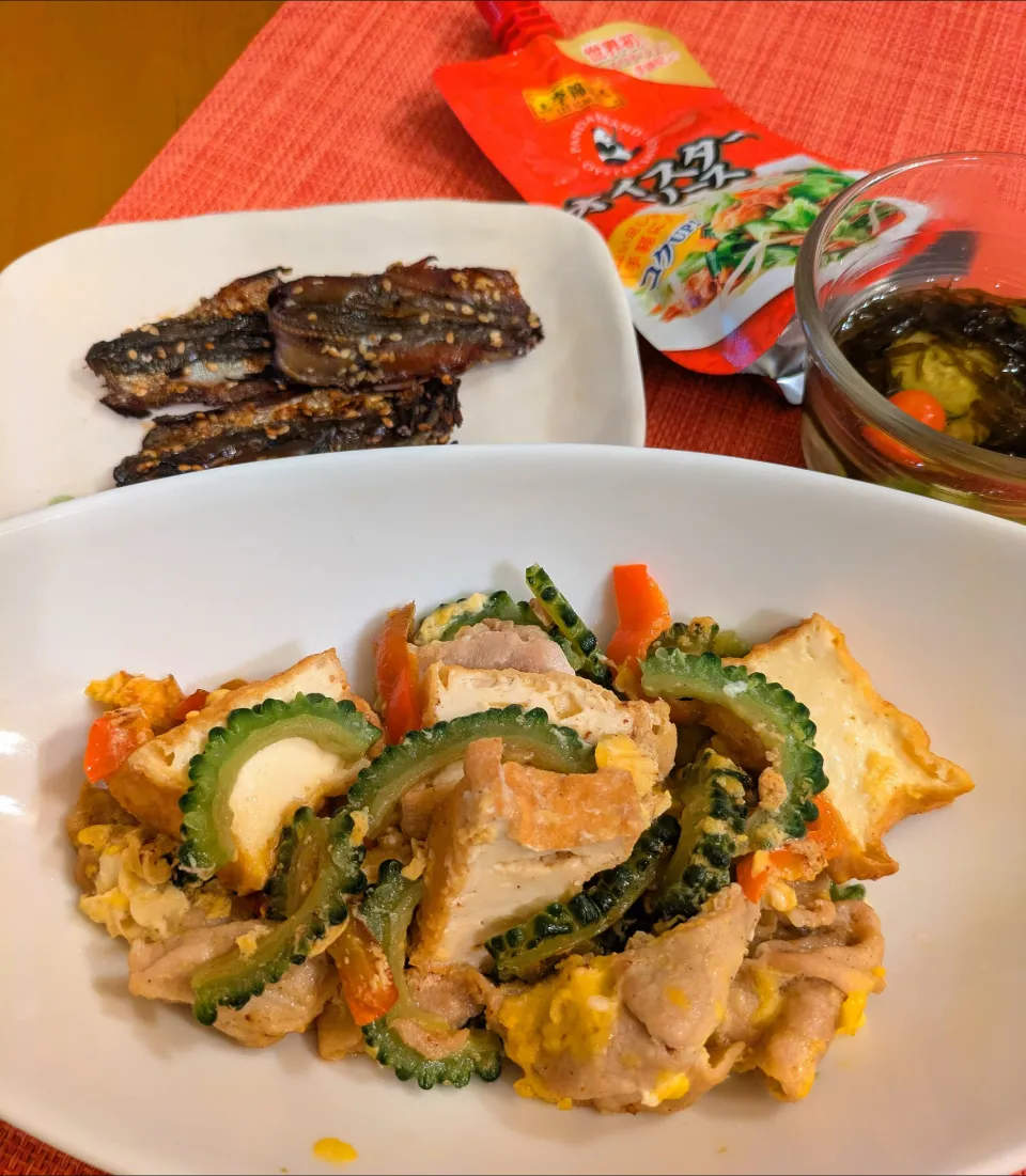 ☆ゴーヤチャンプルー　☆焼きシシャモみりん　☆もずく酢|chikakoさん