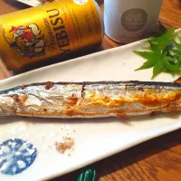 秋刀魚の塩焼きwithマヨルカ島の塩スモーク