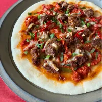 プルコギとキムチの米粉ピザ🍕