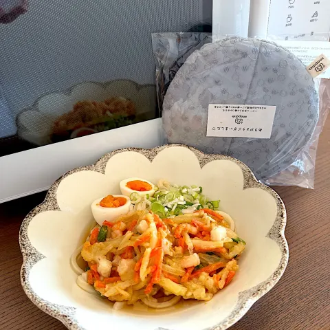 「冷食シェフレンジ」を使ってみたSnapdishの料理・レシピ写真:冷凍うどん&冷凍かき揚げ✨