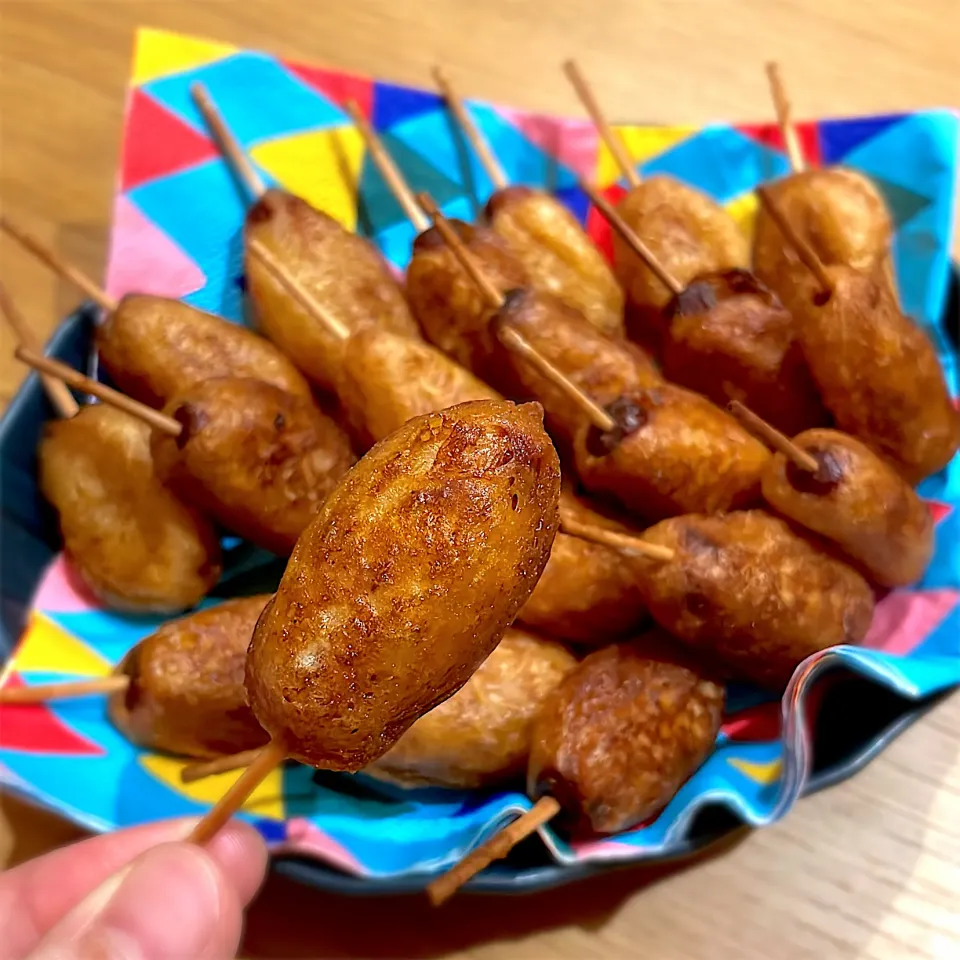 ポークビッツでミニアメリカンドッグ|べべべさん