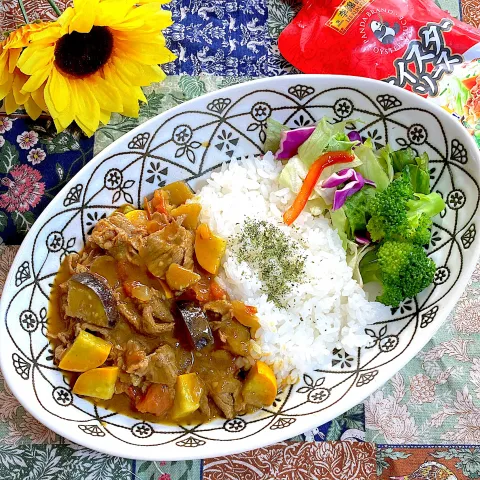 「李錦記　パンダブランドオイスターソース　スパウトパウチ」を使ってみたSnapdishの料理・レシピ写真:牛肉と夏野菜のカレー風