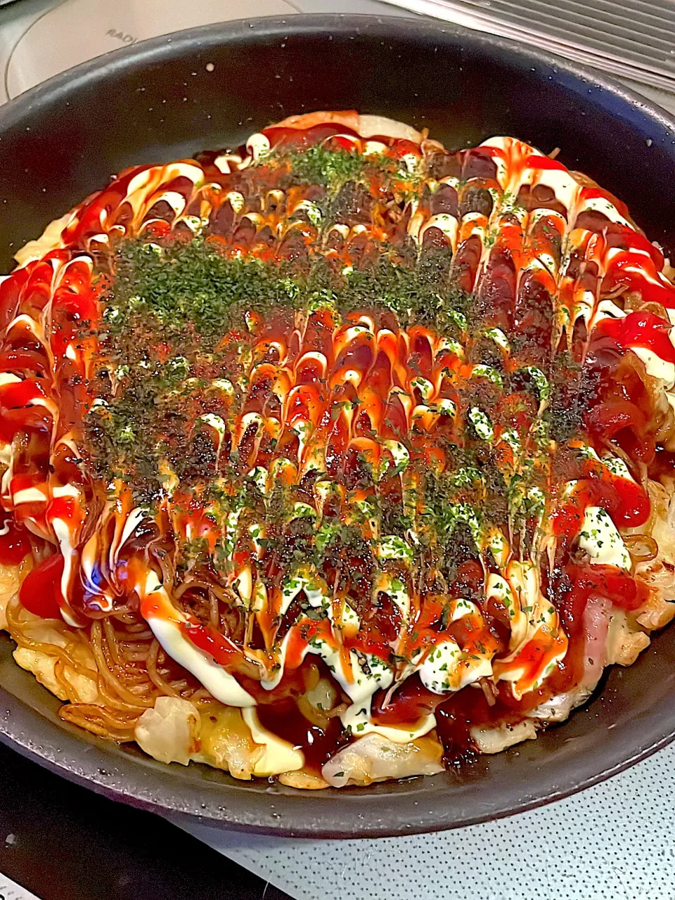 おっさん飯　お好み焼き|ひげおやじさん