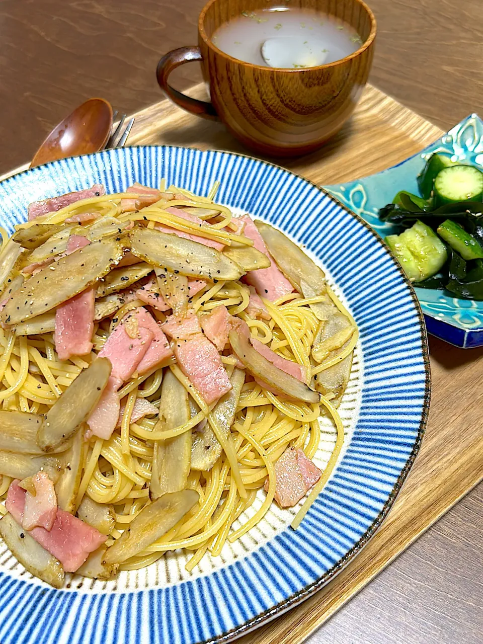 ごぼうとベーコンの和風パスタ|p_chanさん