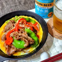 【主菜】黒毛和牛とピーマンのオイスターソース炒め