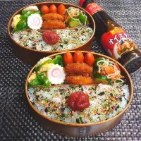 母とムスコのラブラブおソロ♪ふんわり卵とピーマンとのオイバタシャン炒め弁当|からあげビールさん