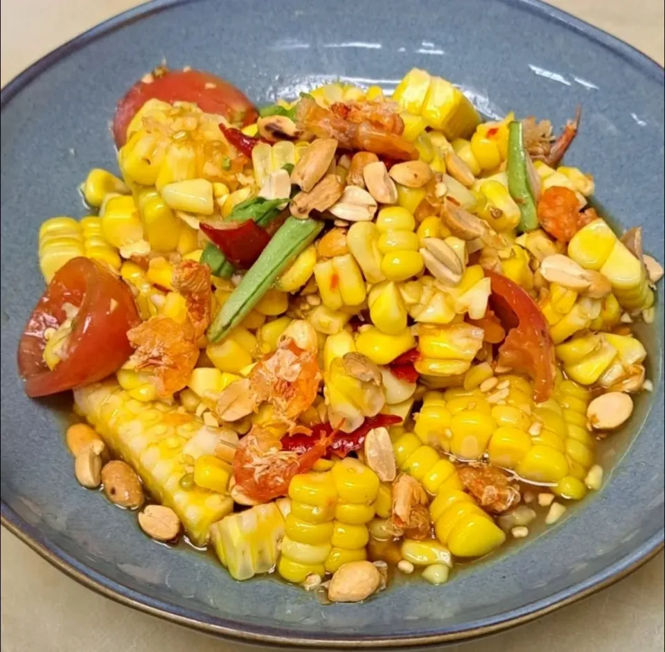 Spicy Thai Corn Salad aka Tum Khao Pod (ตำข้าวโพด) 🌽🌶🌶🌶🤤|An'leeさん