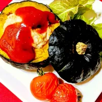 【主菜】坊っちゃんかぼちゃの肉詰め