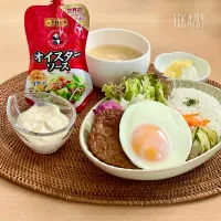 オイスターソース香る豆腐ディップでロコモコ丼