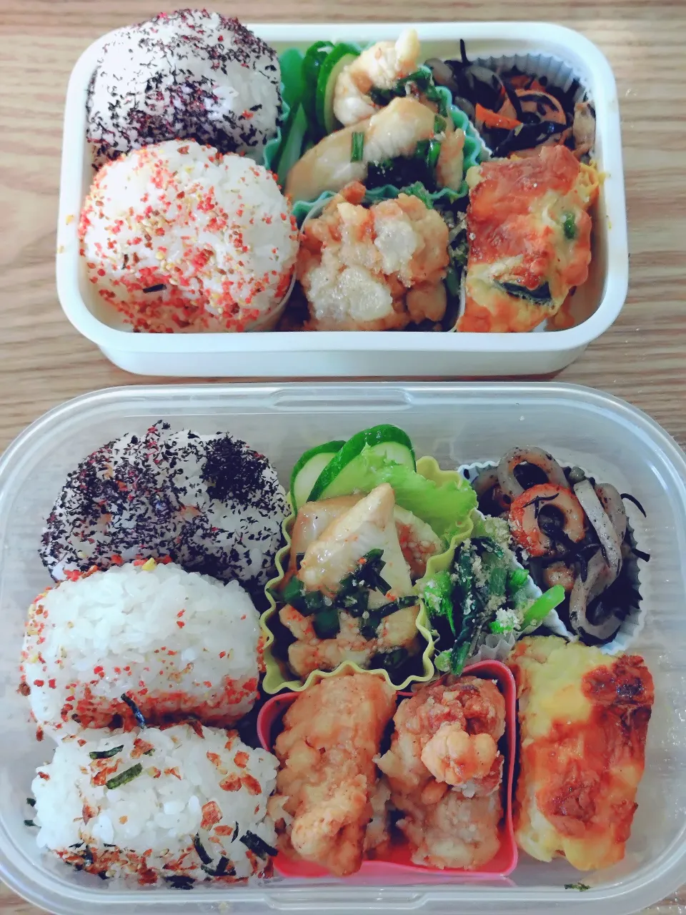 高校生運動部弁当（ミニおにぎり３つ、おかず数品）|rinchusさん