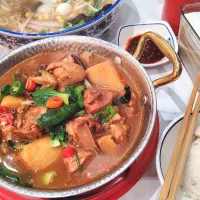 Dinner~Braised chicken hotpot + steamed rice, mini fried chicken fried pork noodles 1st time try this China restaurant so yummy |🍒lynnlicious🍒さん