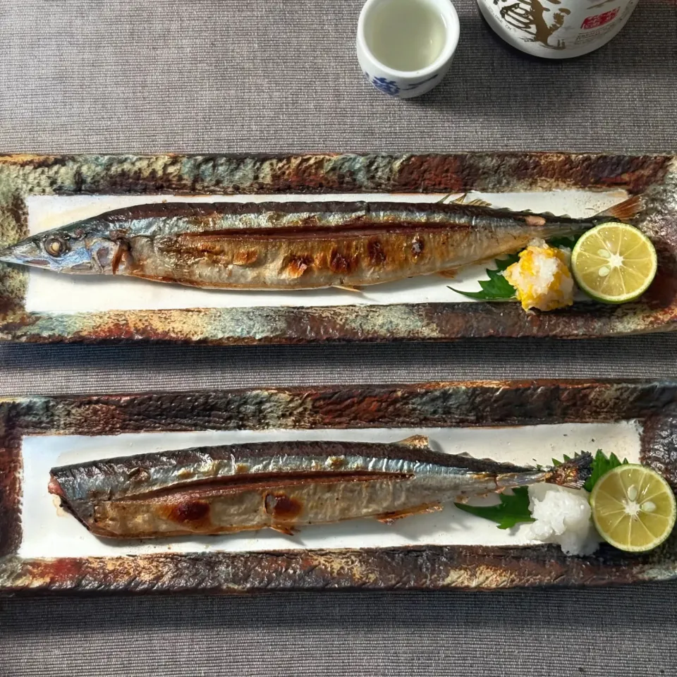 さんま塩焼き、一ノ蔵|まる(丸大豆)さん