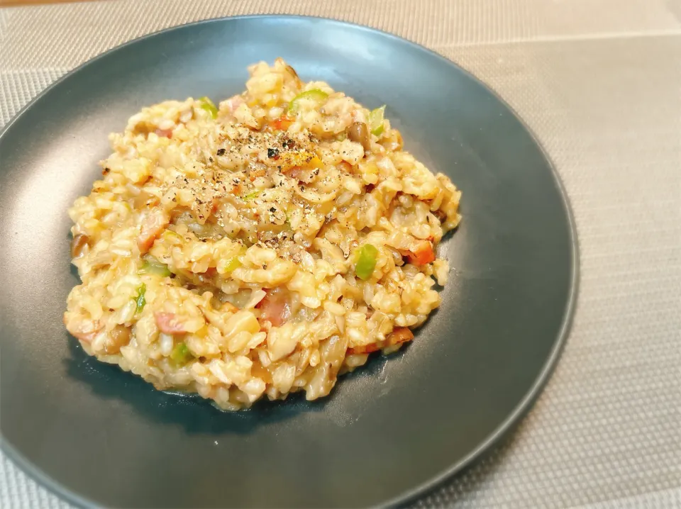 麹で作るキノコリゾット‍|れれれさん
