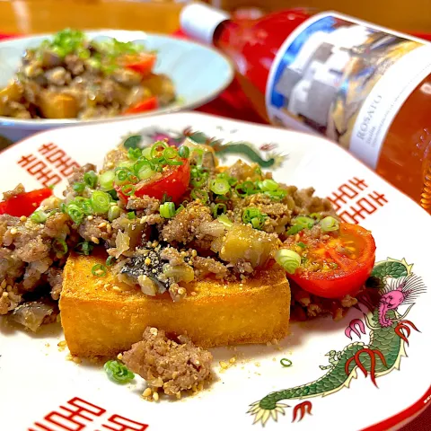 「液みそ 糀美人」を使ってみたSnapdishの料理・レシピ写真:なす味噌かけ厚揚げ