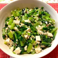 小松菜とニラと豆腐の和え物|KAORUNSHEEPさん