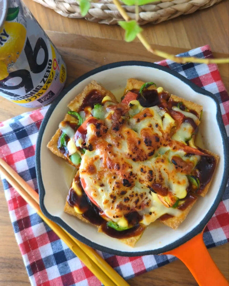 お好み焼き風厚揚げﾋﾟｻﾞ風|まりおさん