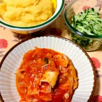 チキンのトマト煮＆ポレンタ|きつねさん