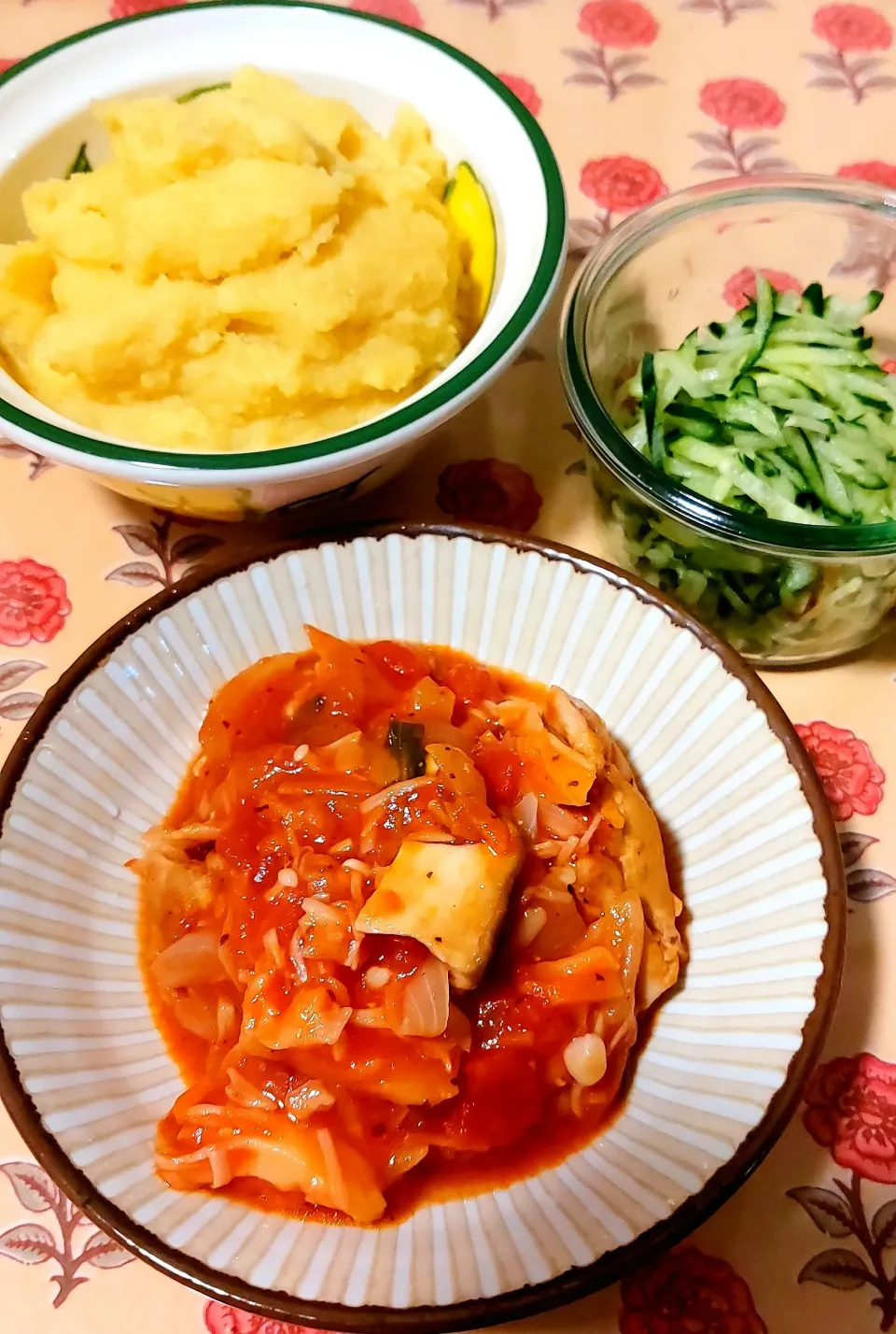 チキンのトマト煮＆ポレンタ|きつねさん