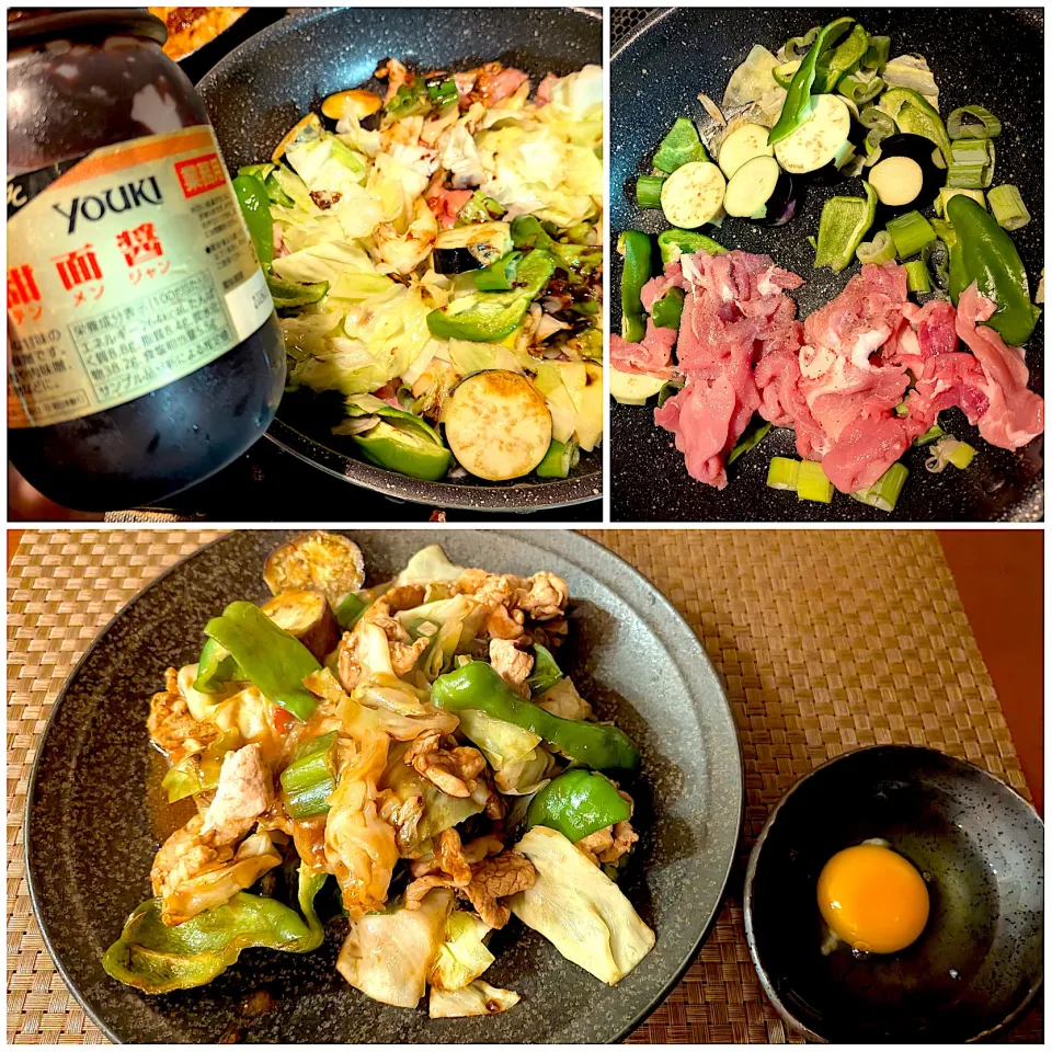 Twice cooked pork w/egggg茄子入り回鍋肉 生卵|🌈Ami🍻さん