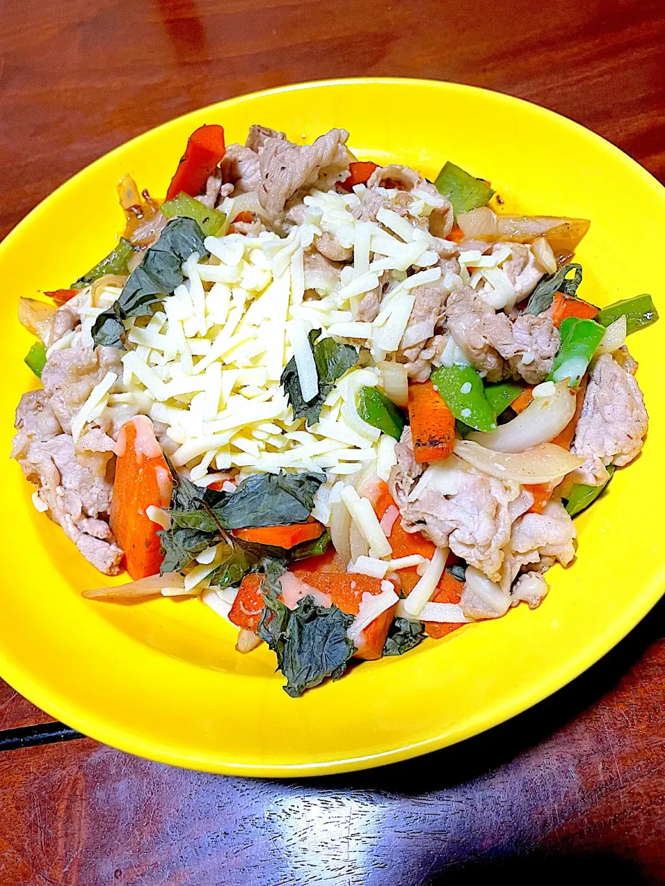 野菜炒め チーズふりかけ|はぴはぴ005さん