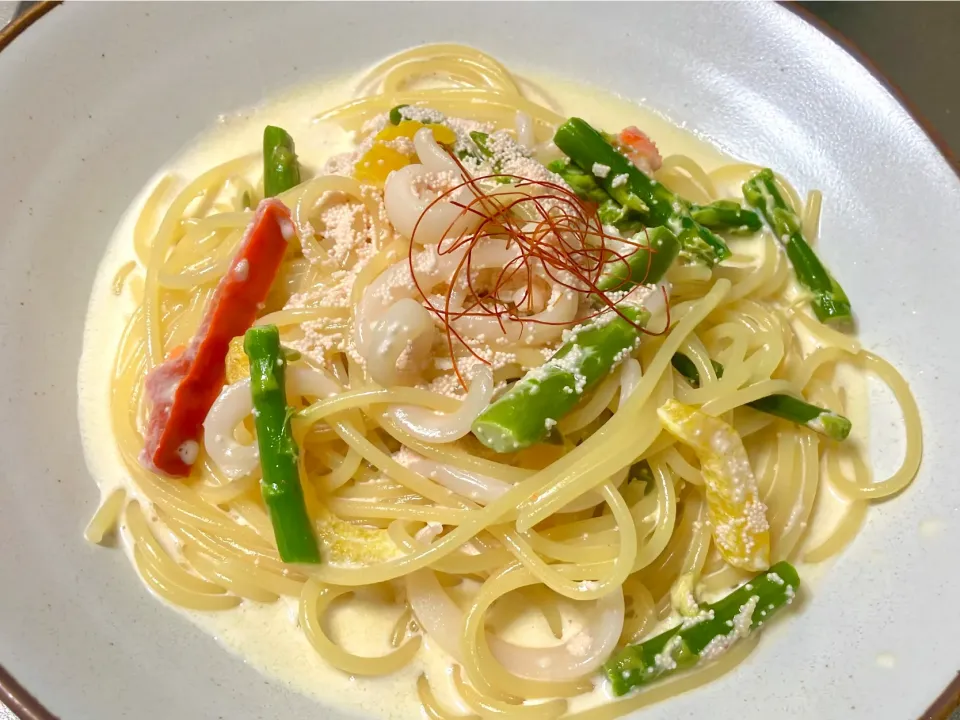 イカ明太クリームパスタ|ゆめみどりさん