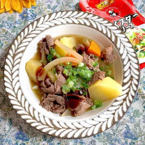 「李錦記　パンダブランドオイスターソース　スパウトパウチ」を使ってみたSnapdishの料理・レシピ写真:肉じゃが風